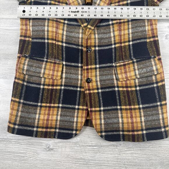VTG 70's Palm Beach Sportscoat Mens 44L Navy Orange Yellow Check Plaid EUC - Picture 5 of 9